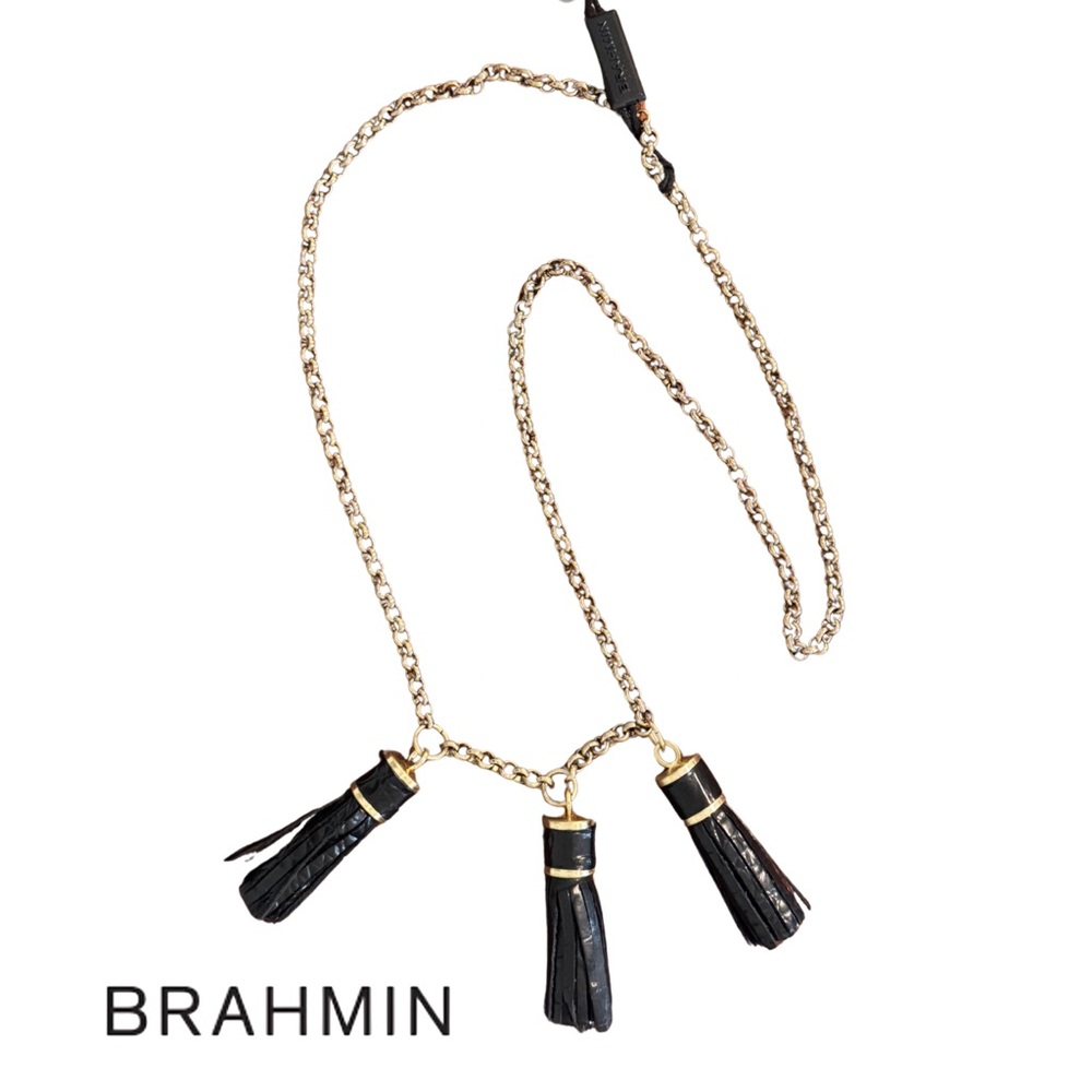 Brahmin Black and Gold Tassel Necklace or Bag Charm